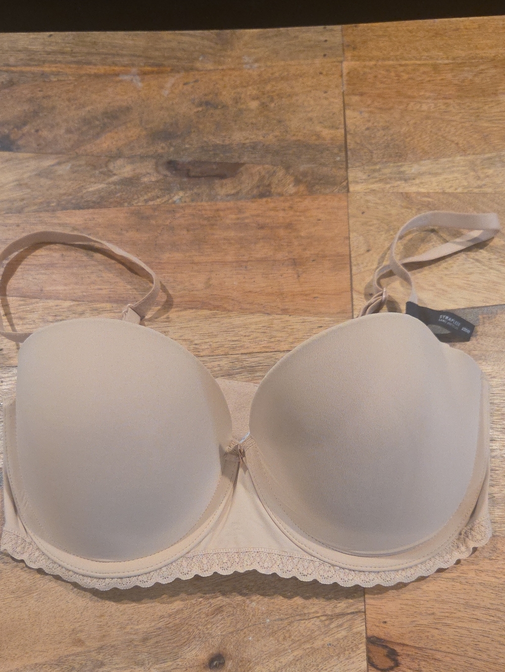 NWT Aerie Nude Strapless Convertible T-shirt Bra with Lace Trim
